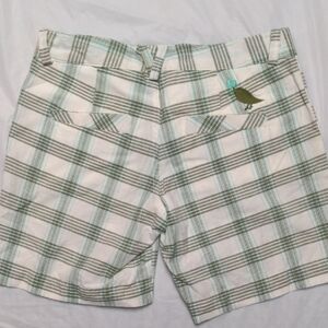 Roxy Vintage Y2K 100% Cotton Brown Blue Plaid Shorts Sz 1